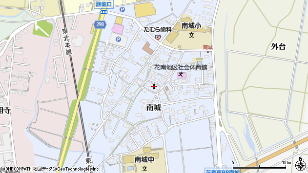 〒025-0021 岩手県花巻市南城の地図