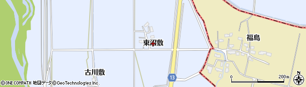秋田県大仙市角間川町（東沼敷）周辺の地図
