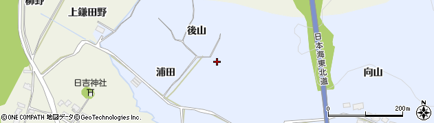 秋田県由利本荘市大中ノ沢（後山）周辺の地図