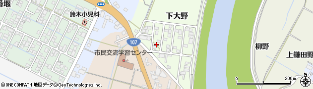 秋田県由利本荘市下大野周辺の地図