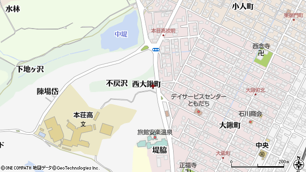〒015-0865 秋田県由利本荘市西大鍬町の地図