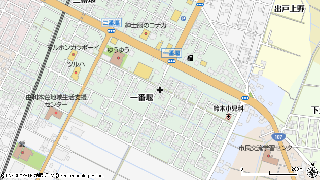 〒015-0852 秋田県由利本荘市一番堰の地図