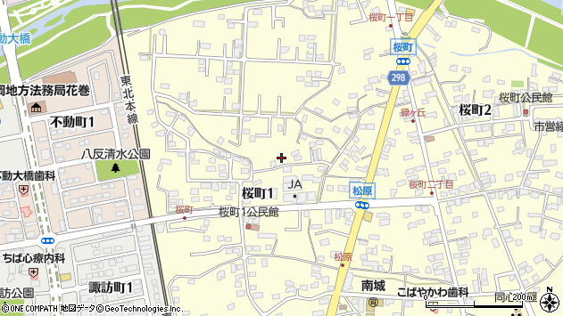 〒025-0084 岩手県花巻市桜町の地図