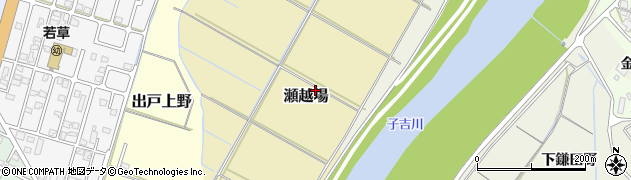 秋田県由利本荘市瀬越場周辺の地図