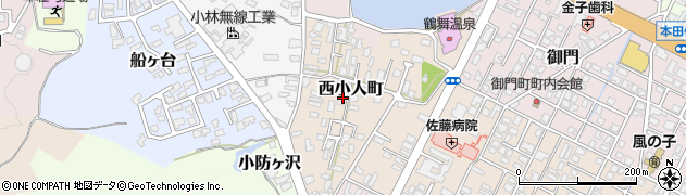 秋田県由利本荘市西小人町周辺の地図