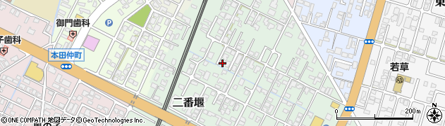 秋田県由利本荘市二番堰周辺の地図