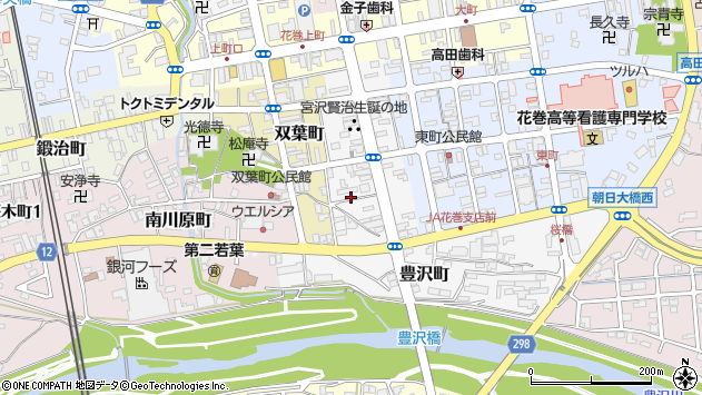 〒025-0089 岩手県花巻市豊沢町の地図