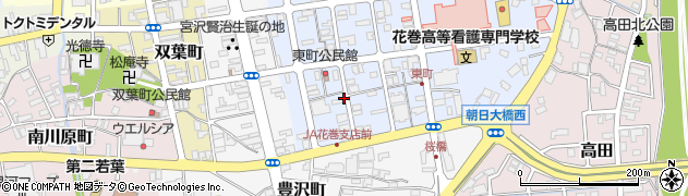岩手県花巻市東町周辺の地図