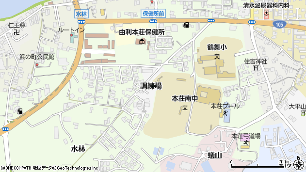 〒015-0886 秋田県由利本荘市調練場の地図