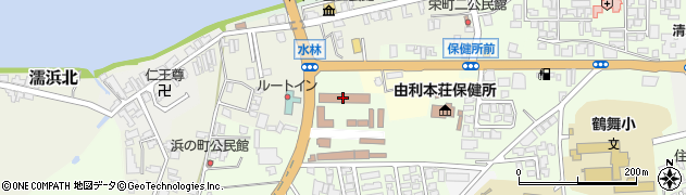 秋田県由利地域振興局　建設部車庫周辺の地図