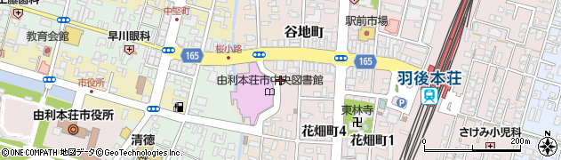 秋田県由利本荘市東町周辺の地図