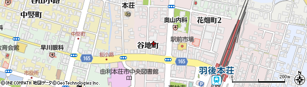 秋田県由利本荘市谷地町周辺の地図