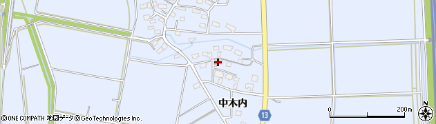 秋田県大仙市角間川町中木内166周辺の地図