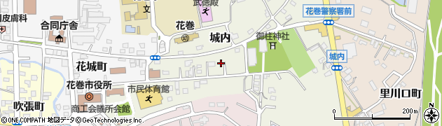 岩手県花巻市城内周辺の地図