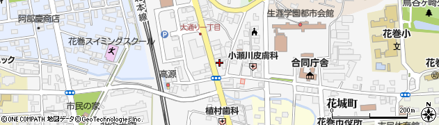 岩手県花巻市大通り周辺の地図