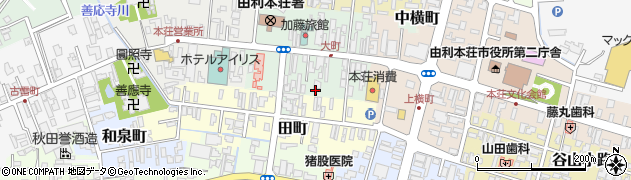 秋田県由利本荘市中町周辺の地図