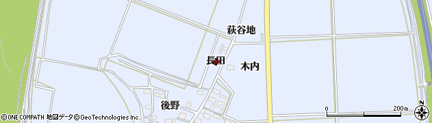 秋田県大仙市角間川町（長田）周辺の地図