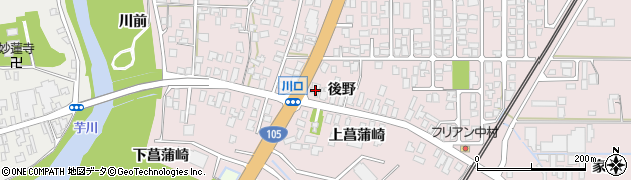 秋田県由利本荘市川口後野19周辺の地図
