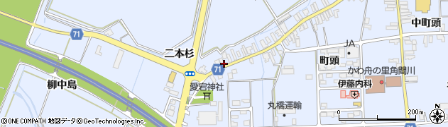 秋田県大仙市角間川町（二本杉）周辺の地図