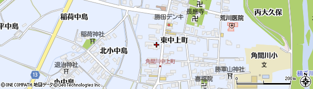 秋田県大仙市角間川町（西中上町）周辺の地図