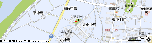 秋田県大仙市角間川町稲荷中島周辺の地図