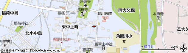 秋田県大仙市角間川町（下中町）周辺の地図