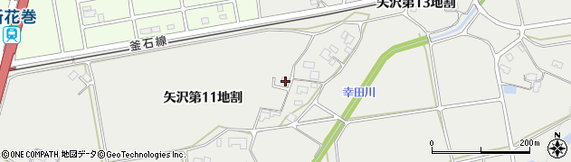 岩手県花巻市矢沢第１１地割周辺の地図
