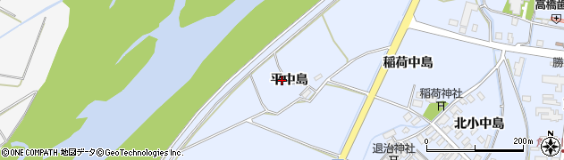 秋田県大仙市角間川町（平中島）周辺の地図
