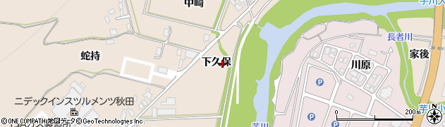 秋田県由利本荘市大浦下久保周辺の地図