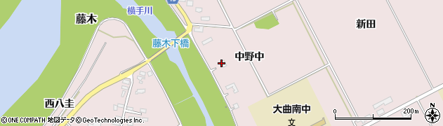 秋田県大仙市藤木（中野中）周辺の地図