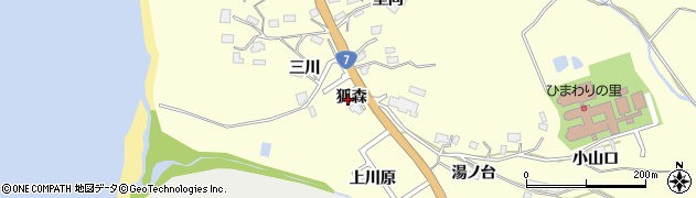 秋田県由利本荘市浜三川狐森62周辺の地図