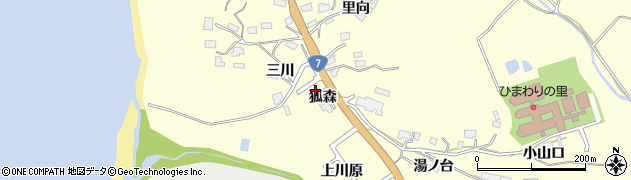 秋田県由利本荘市浜三川狐森61周辺の地図