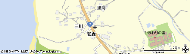 秋田県由利本荘市浜三川狐森57周辺の地図