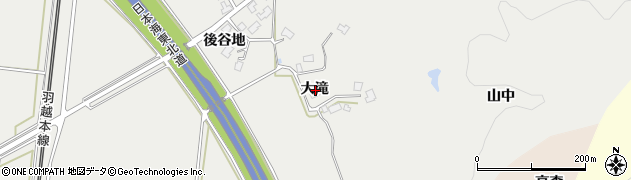 秋田県由利本荘市内越大滝周辺の地図