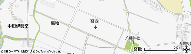 秋田県大仙市内小友宮西周辺の地図