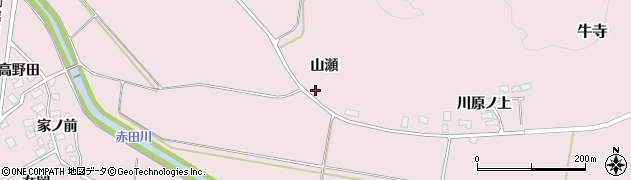 秋田県由利本荘市中館（山瀬）周辺の地図