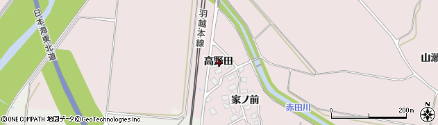 秋田県由利本荘市中館高野田周辺の地図