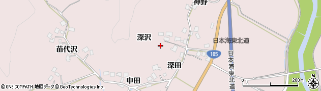 秋田県由利本荘市深沢周辺の地図