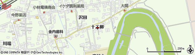 秋田県由利本荘市岩谷町十二柳周辺の地図