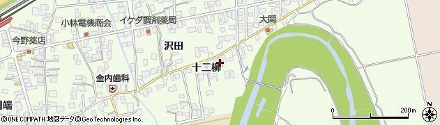 秋田県由利本荘市岩谷町十二柳122周辺の地図