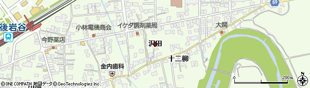 秋田県由利本荘市岩谷町（沢田）周辺の地図