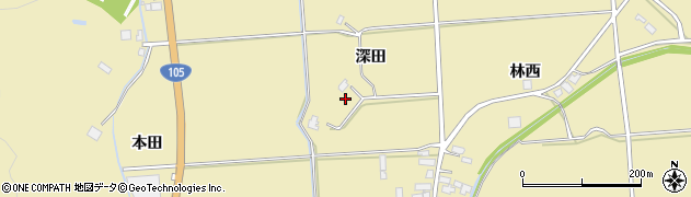 秋田県大仙市大曲西根（深田）周辺の地図