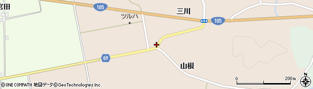 秋田県由利本荘市大内三川（白山）周辺の地図