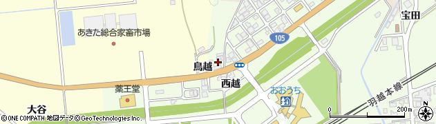 秋田県由利本荘市岩谷町（西谷地）周辺の地図