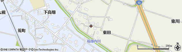 秋田県大仙市東川（東田）周辺の地図