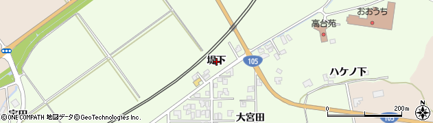 秋田県由利本荘市岩谷町（堤下）周辺の地図