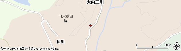 秋田県由利本荘市大内三川周辺の地図