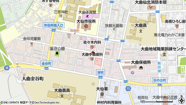 〒014-0062 秋田県大仙市大曲上栄町の地図
