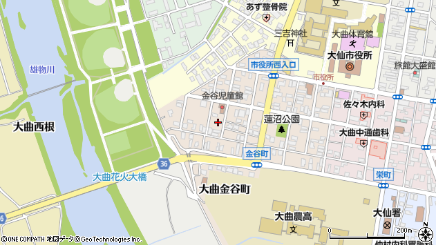 〒014-0054 秋田県大仙市大曲金谷町の地図
