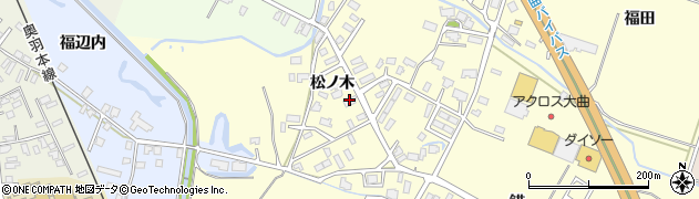 秋田県大仙市戸蒔（松ノ木）周辺の地図